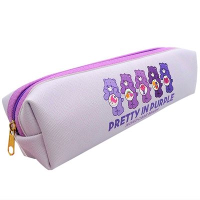 ❤Lika小舖❤限量供應 日本購入 全新正版商品 愛心彩虹熊拉鍊袋 鉛筆盒 鉛筆袋紫色¥1200