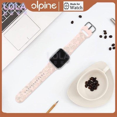 適用於apple watch 新款米奇扣式矽膠錶帶 蘋果手錶Ultra矽膠錶帶iwatch 2345678SE代運動錶帶-LOLA創意家居