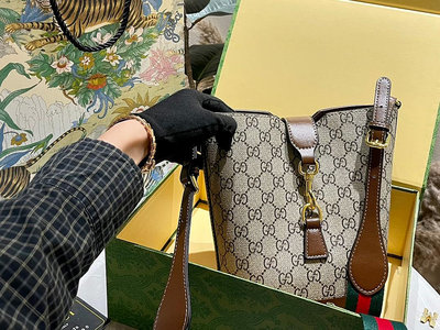 【二手包包】禮盒Gucci Ancora小包上身新款的ancora小水桶打破傳統水桶包的厚版型擁有超大容量的 NO163658