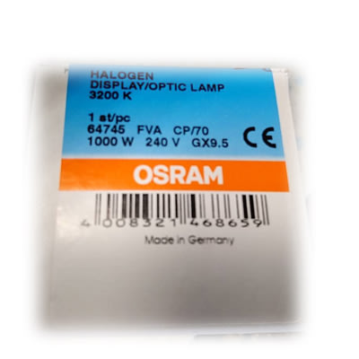 【城市光點】德國製 OSRAM HALOGEN 1000W 240V GX9.5 燈泡 64745 FVA CP/70