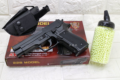 台南 武星級 KWC P226 手槍 空氣槍 黑 + 奶瓶 + 槍套 ( KA15  SIG SAUGER MK25