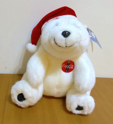 可口可樂 1996 Baby Polar Bear Christmas Plush Doll 10吋 白色 聖誕熊 絕版