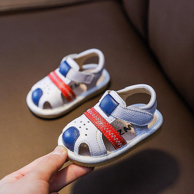 夏季新款男寶寶包頭學步鞋軟底 女1-3歲防滑嬰兒涼鞋真皮防掉鞋跟