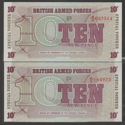 Ω≡ 外鈔 ≡Ω　1972.72年 / 英國軍票10元【 共2張 】99-全新