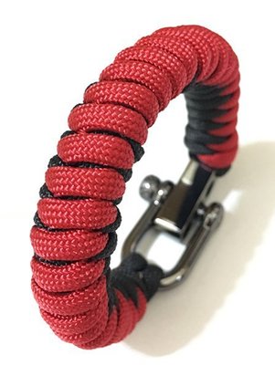 『Paracord mix』 金屬U型扣蛇結編織手環 傘繩手環 求生手環 黑紅