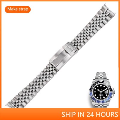 適用於勞力士 GMT Master II 不銹鋼替換腕帶錶帶錶帶手鍊 Jubilee 帶牡蠣扣 20MM