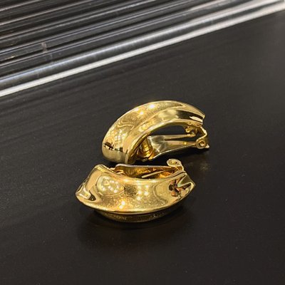 【哈極品】美品《SAINT LAURENT YSL 金色 彎月造型 耳夾/耳環/飾品》