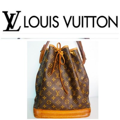 (售?Louis Vuitton 路易威登 原花 老花抽繩單肩包大水桶包NOE肩背包$685 1元起標 LV真品(勿標)