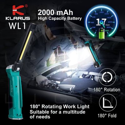 【錸特光電】KLARUS WL1 專業充電式工作燈 折疊 露營燈 LED手電筒 聚泛 紅光 USB充電 雷神iW5R參考