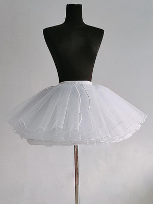 短裙洛麗塔圓舞曲薔薇裙撐有骨黑色白色4層紗撐演出拍照裙子-水水時尚