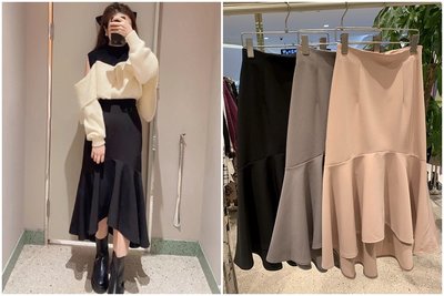 🌸Lenas通販⭐特價⭐2022年12月日本SNIDEL三色甜美氣質顯純色包臀不規則下擺高腰長裙魚尾裙