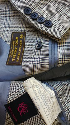 英國經典【KENT &amp; CURWEN】(K &amp; C) 威爾斯細格紋單排三扣西裝上衣