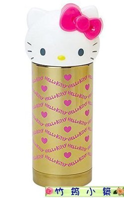 日本進口~正版凱蒂貓hello kitty~金色瓶身頭型保溫瓶~不鏽鋼保溫保冷瓶~真空二重不銹鋼水壺360ml