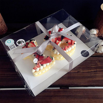 網紅數字蛋糕盒 透明長方形蛋糕盒 PET環保包裝 新款 ins風蛋糕盒