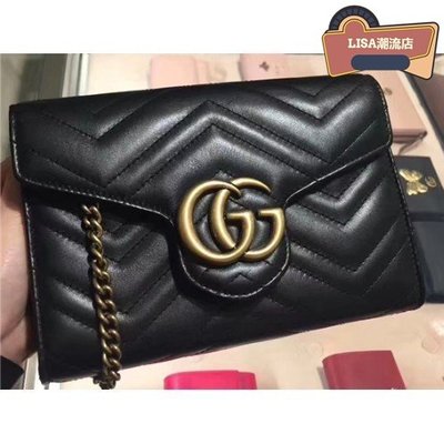 LISA二手 Gucci 古馳 GG Marmont Matelasse Mini Bag 鏈包 474575