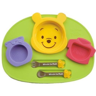 【BC小舖】日本製 Disney 迪士尼 小熊維尼造型食物餐盤連碗杯套裝 6件組 兒童餐具