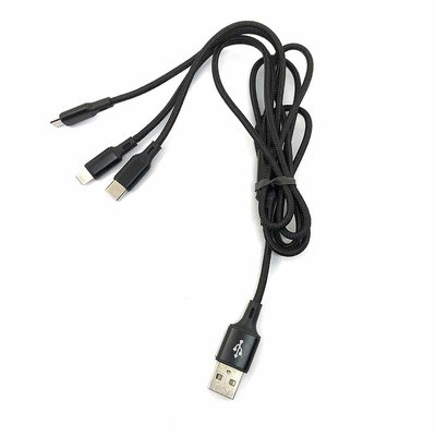 充電線,USB Plug To 3xPlugs(Apple,Type C,Micro USB),USB 公對3個插頭
