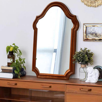 法式復古梳妝鏡臥室掛墻桌面化妝鏡壁掛式輕奢玄關墻面裝飾鏡