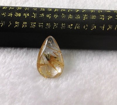 [Disk水晶][招財納福]正白底黃金鈦晶水滴墜JX-29(23.5x15x8mm 4g)