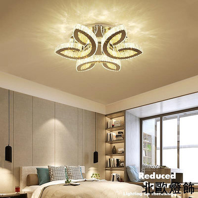 臥室燈 創意個性圓形現代簡約led吸頂燈客廳燈具北歐水晶