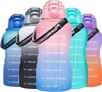 美國 Fidus 激勵水壺 漸層水壺 時間標記水瓶 64Oz 2000ml 網美水瓶 提醒喝水