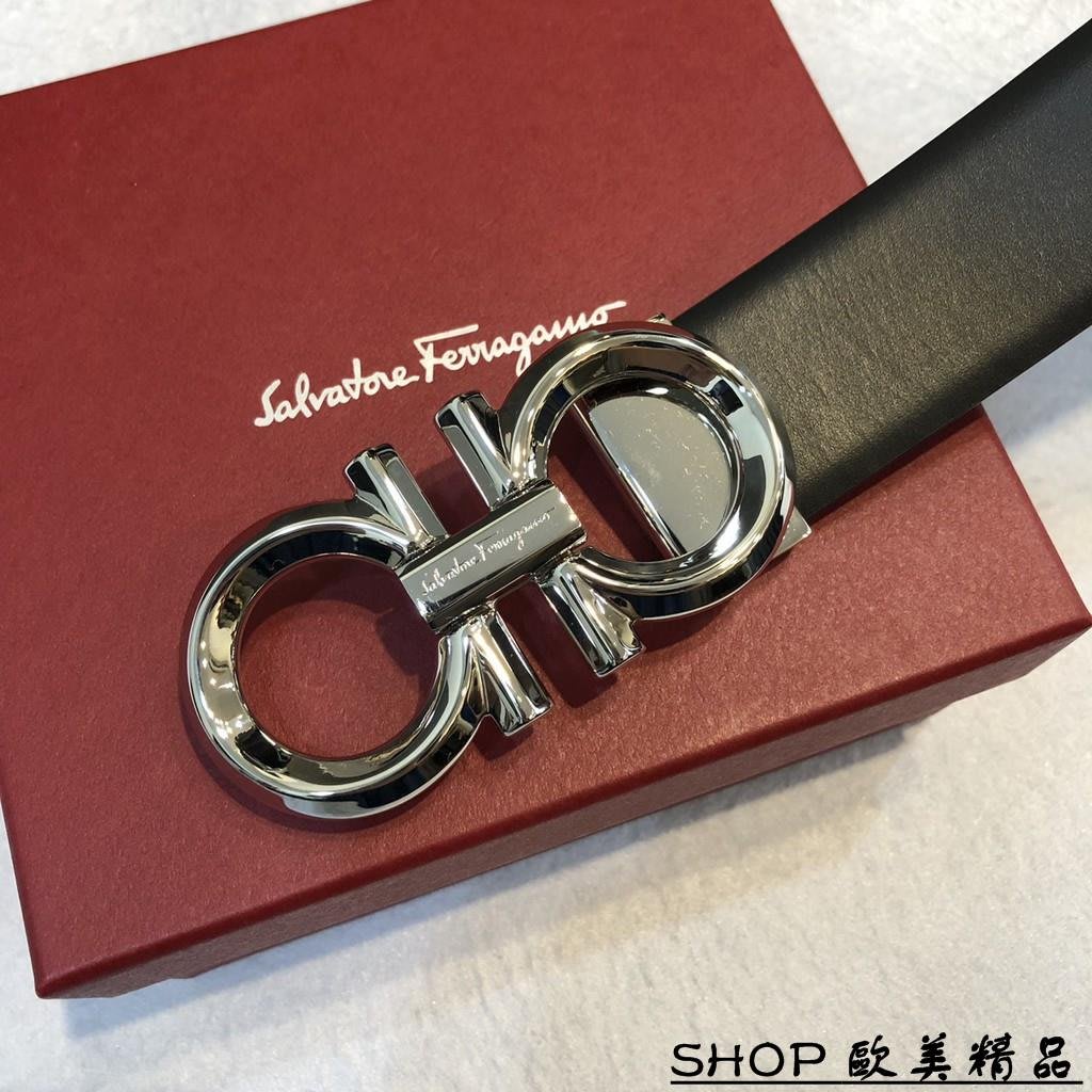 SHOP品☆ Salvatore Ferragamo 菲拉格慕立體亮銀皮帶679939 0694743