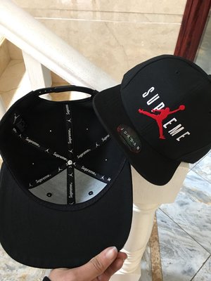 supreme聯名MJ米高jordan籃球黑色潮流棒球帽帽子