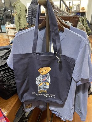 Polo Ralph Lauren polobear ToteBag 深藍色polo熊圖案托特包 手提袋 全新正品 美國outlet購回 還剩一個