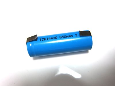 ICR14430鋰離子電池 高容量650mAh 3.7V 平頭 理髮器小家電 帶焊片