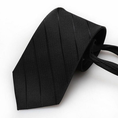 領帶男士商務黑色條紋拉鏈新郎結婚窄手打領結免打8cm 黑色