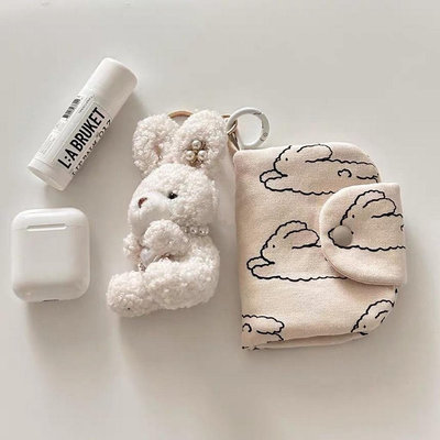 【可愛零錢包】correggio韓國ins風博主同款可愛純棉布藝兔子圖案零錢收納包卡包收納小包