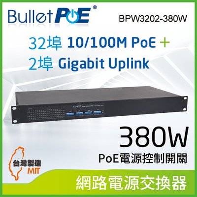 32-PORT 10/100Mbps PoE +2 port Gigabit Switch 網路電源交換器