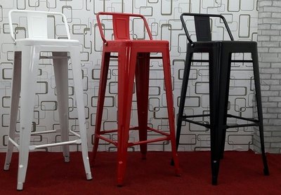 【中和利源店面專業家】全新 鐵椅 工業風 餐椅 櫃檯椅 藍 紅 黑 白 高背椅 鐵件 腳椅 高吧椅 櫃檯椅 酒吧椅