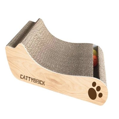 【李小貓之家】CATTYBRICK《躲躲喵系列-MOJO貓枕/斜坡瓦楞貓抓板》內附2顆鈴鐺球及貓草粉一包-顏色隨機出貨