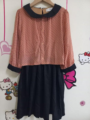 TOKYO FASHION假兩件點點撞色甜美洋裝氣質連身裙