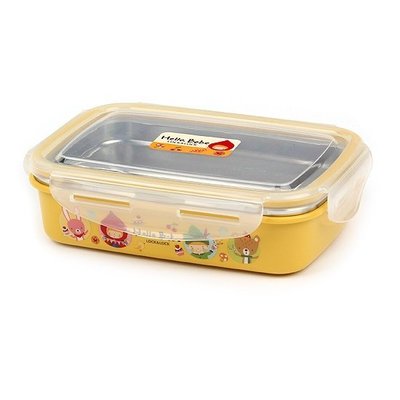 ❅PAVEE❅【現貨】韓國Hello Bebe 兒童餐具 防燙隔熱 樂扣不銹鋼保鮮盒長方形便當盒(560ML)