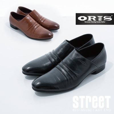 【街頭巷口 Street】ORIS  男款 裝飾皺褶設計 簡約素面百搭風 休閒時尚經典真皮鞋 SA16505N01 黑色