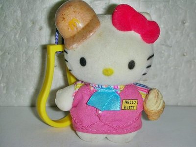 L.(企業寶寶玩偶娃娃)少見2000年麥當勞發行Hello Kitty凱蒂貓歡樂日記~打工篇絨布娃娃吊飾!