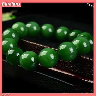【bluelans】天然10mm深綠色人造翡翠圓珠彈力手鐲手鍊禮物-一點點