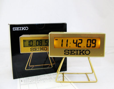 SEIKOCLOCK 精工馬拉松路跑精神紀念香檳金液晶面電子多功能座鐘 型號：QHL062G【神梭鐘錶】