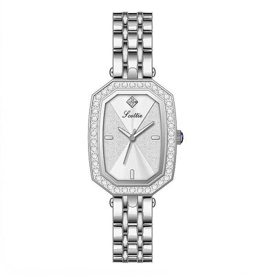 熱銷 詩高迪女士商務時尚手錶腕錶高級感鑲鉆菱形鏡面方形石英防水手錶腕錶219 WG047