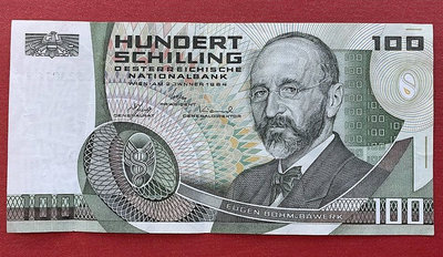 奧地利1984年100先令 9品 尾號14269 外國錢幣 紙幣【奇摩收藏】