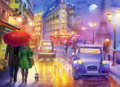 1070 1000片歐洲進口拼圖 PER 繪畫風景 法國巴黎浪漫的夜晚 艾斐爾鐵塔 Lilia