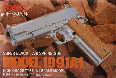 JHS（（金和勝 生存遊戲專賣））台製 KWC MODEL 1911A1 .45造型空氣槍 (銀)  4447