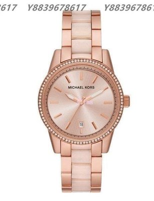 美國代購Michael Kors MK6349 名媛時尚女錶 陶瓷鋼帶圓盤日曆石英錶 經典商務手錶