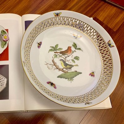 Herend ROTHSCHILD BIRD 27cm手繪精緻鏤空 果盤 前菜盤。比收藏家圖鑑上的様子更華麗更夢幻 收藏品