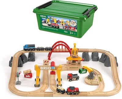 瑞典 BRIO 火車系列 豪華級木軌貨運軌道套裝 hape ikea 通用幼兒火車木製軌道玩具 54件組