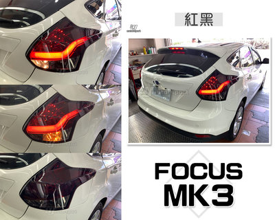 小傑車燈-全新 FORD FOCUS MK3 13 14 2013 2014 5D 5門 紅黑 光柱 全LED 尾燈.