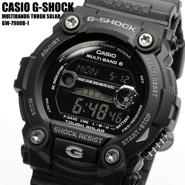 金台鐘錶】CASIO 卡西歐G-SHOCK 潮汐電波太陽能霧黑反轉液晶GW-7900 GW