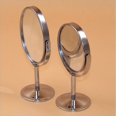 不銹鋼台式小鏡子金屬雙面化妝鏡梳妝鏡子1:2放大